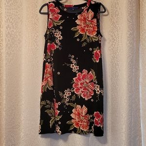 Pink and black floral tank dress